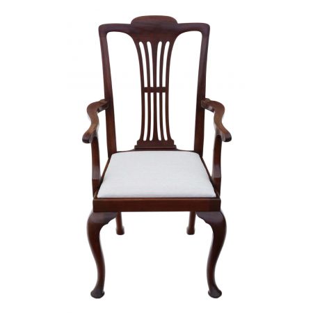 8 (6+2) Original antike Massivholz Mahagoni Esszimmerstühle Stühle Chippendale Revival 1920