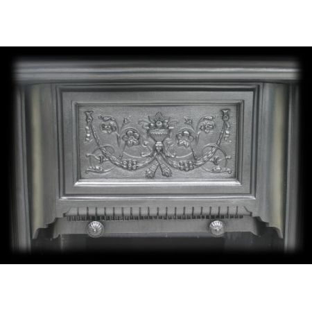 Späte viktorianisches gekacheltes Kamingitter aus Gusseisen