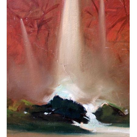 Französisches Ölgemälde der Reunion Insel von 1910 la Bernica Wasserfall von ange Jacques supparo (1870-1948)