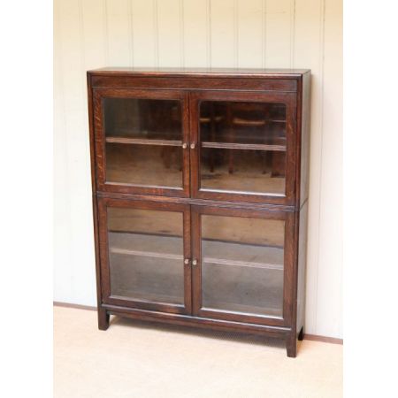 Englischer antiker Bücherschrank / Vitrine Eiche Massivholz 1920