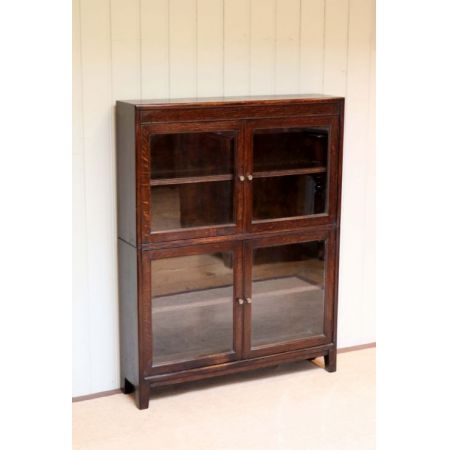 Englischer antiker Bücherschrank / Vitrine Eiche Massivholz 1920