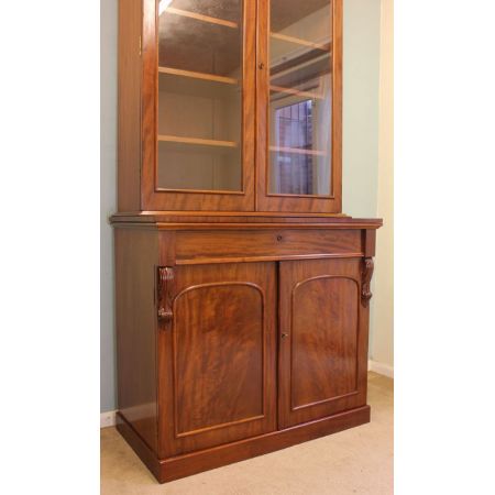 Viktorianischer Bücherschrank antik Mahagoni Massivholz 1850