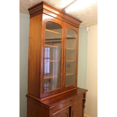 Viktorianischer Bücherschrank antik Mahagoni Massivholz 1850