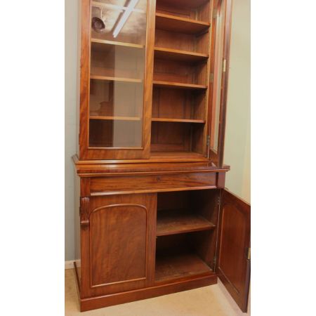 Viktorianischer Bücherschrank antik Mahagoni Massivholz 1850