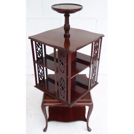 Seltenes edwardianisches Mahagoni Bücherregal/ Revolving Bookcase 1890 Massivholz