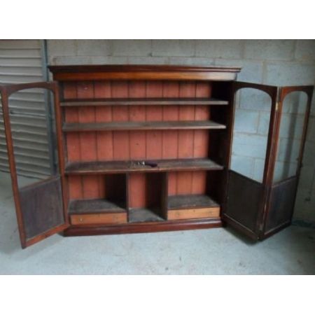 Beeindruckender original viktorianischer Mahagoni Massivholz Bücherschrank 1850