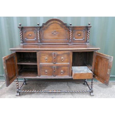 Jakobinisches antikes Sideboard Massivholz Eiche 1920