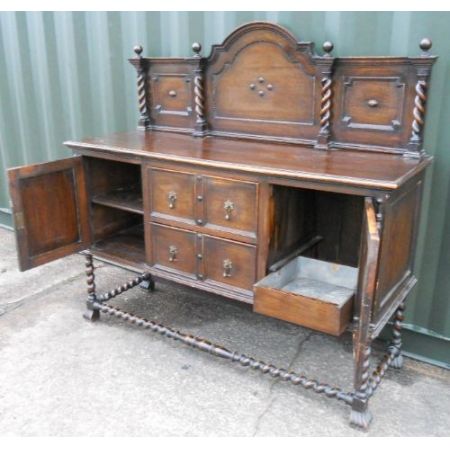 Jakobinisches antikes Sideboard Massivholz Eiche 1920