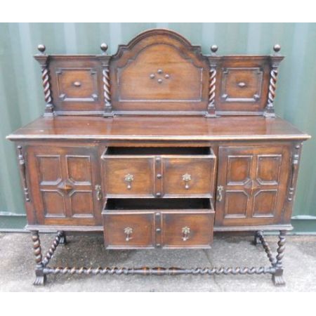 Jakobinisches antikes Sideboard Massivholz Eiche 1920