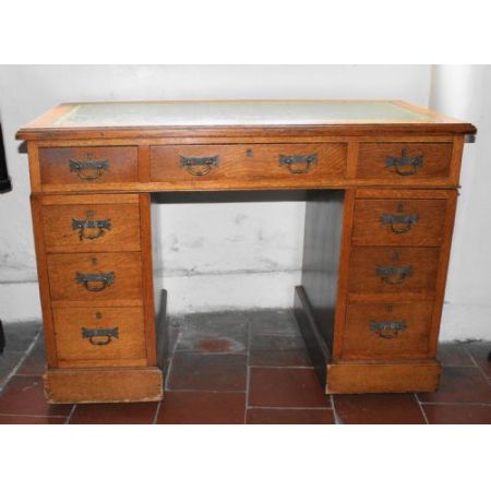 Edwardianischer antiker Schreibtisch Massivholz Eiche 1890