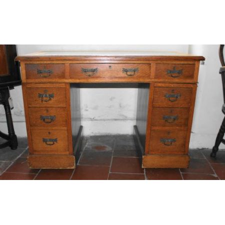 Edwardianischer antiker Schreibtisch Massivholz Eiche 1890