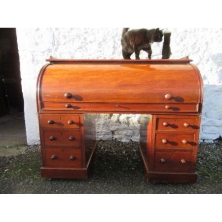 Herrlicher Viktorianischer Pedestal Desk antik, Massivholz Mahagoni, um 1880