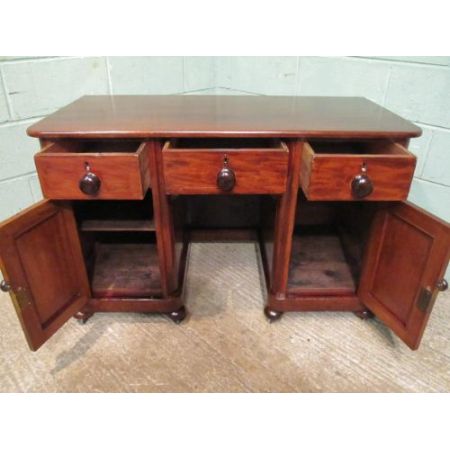 Großartiger antiker viktorianischer Mahagoni Pedestal Schreibtisch britisch, 1880