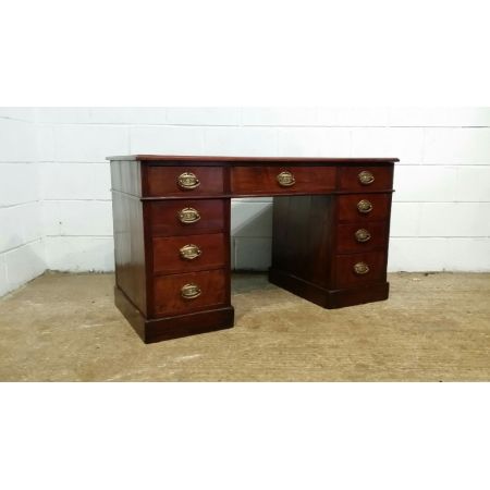 Original antiker viktorianischer Mahagonischreibtisch, Pedestal Desk, 1880