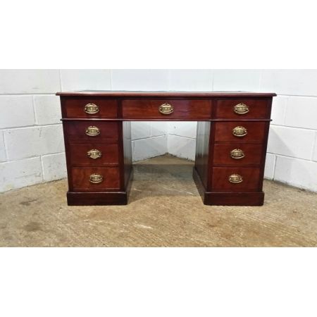 Original antiker viktorianischer Mahagonischreibtisch, Pedestal Desk, 1880