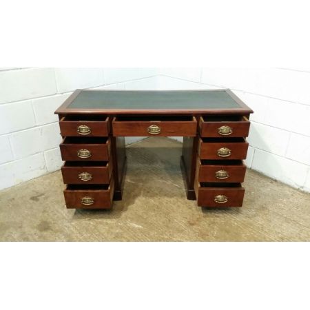 Original antiker viktorianischer Mahagonischreibtisch, Pedestal Desk, 1880