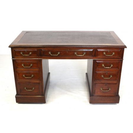 Edwardianischer antiker Nussbaum Twin Pedestal Desk original antik