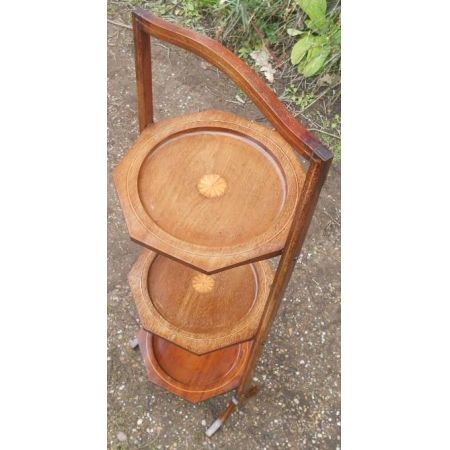 Antiker Edwardianischer Kuchenständer, klappbar, 1900