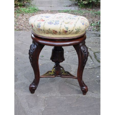 Original antiker Viktorianischer Klavierhocker, aus geschnitztem Walnussholz, 1860