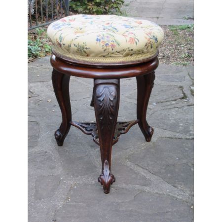 Original antiker Viktorianischer Klavierhocker, aus geschnitztem Walnussholz, 1860