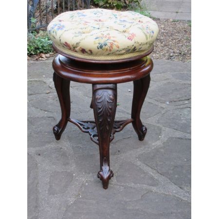 Original antiker Viktorianischer Klavierhocker, aus geschnitztem Walnussholz, 1860