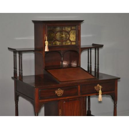 Attraktiver, kleiner antiker Viktorianischer Bonheur du Jour Schreibtisch, Mahagoni Massivholz