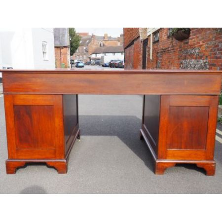 Antiker Edwardianischer Pedestal Desk, 1910, Mahagoni Massivholz