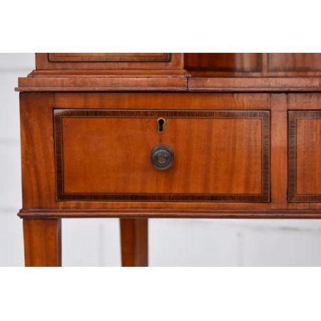 Original antiker Edwardian Satinholz Carlton House Schreibtisch, Mahagoni Massivholz, 19. Jahrhundert