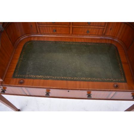 Original antiker Edwardian Satinholz Carlton House Schreibtisch, Mahagoni Massivholz, 19. Jahrhundert