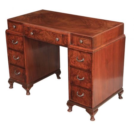 Original antiker Art Deco Schreibtisch, Walnussholz, 1930