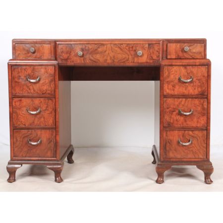 Original antiker Art Deco Schreibtisch, Walnussholz, 1930