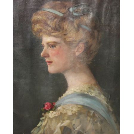 Ölgemälde, 19. Jahrhundert, Portrait einer jungen Dame