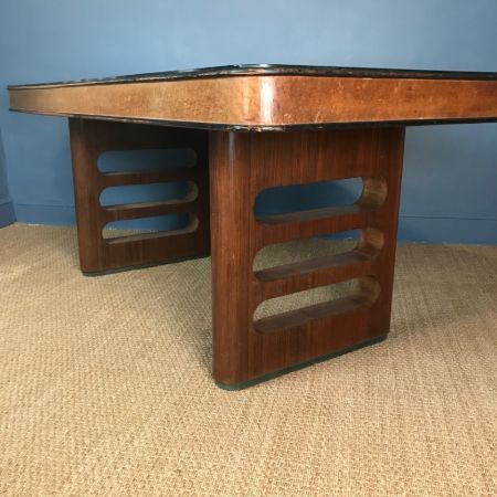 Original Antiker Art-Deco Esstisch, versilberte Oberfläche, Palisander, 1930