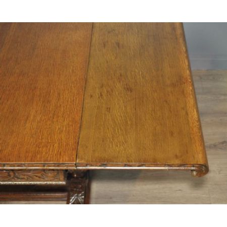 Original antiker, großer Vintage Esstisch, geschnitzte Eiche, 1920