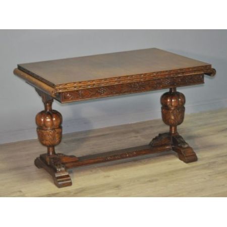 Original antiker, großer Vintage Esstisch, geschnitzte Eiche, 1920