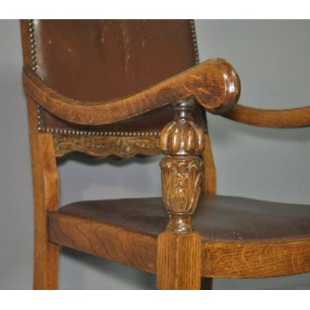 Original antiker, großer Vintage Esstisch, geschnitzte Eiche, 1920