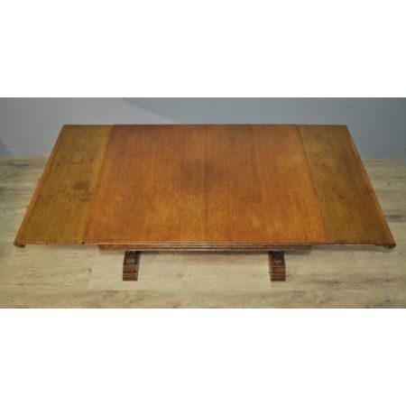 Original antiker, großer Vintage Esstisch, geschnitzte Eiche, 1920