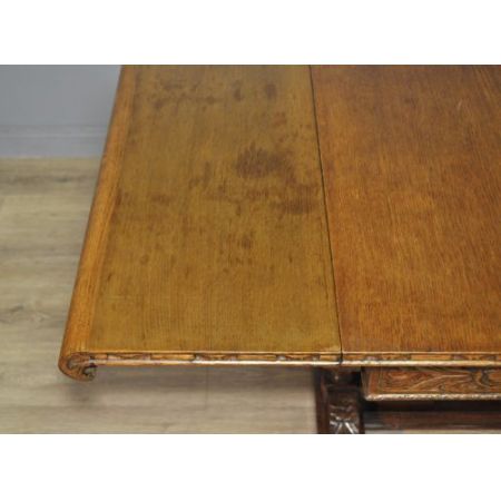 Original antiker, großer Vintage Esstisch, geschnitzte Eiche, 1920