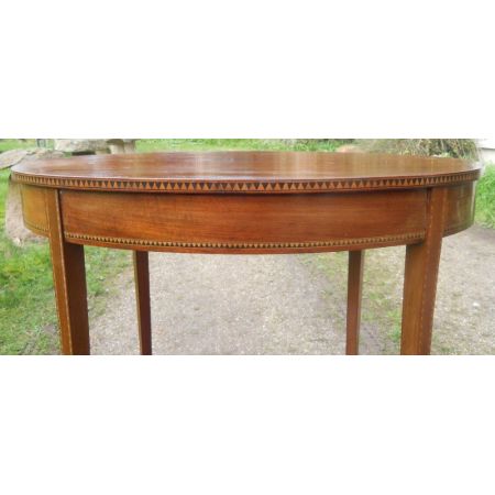 Englischer original antiker Edwardianischer Mahagoni Beistelltisch, oval mit Intarsien, 1900