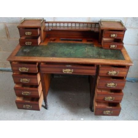 Antiker Edwardianischer Schreibtisch, mit Lederbezug, Mahagoni, um 1900