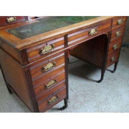 Antiker Edwardianischer Schreibtisch, mit Lederbezug, Mahagoni, um 1900