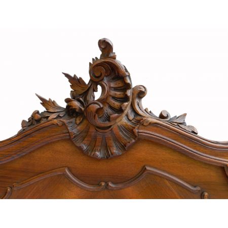 Französisches antikes englisches Bett, 19. Jahrhundert, Walnuss, Rokoko