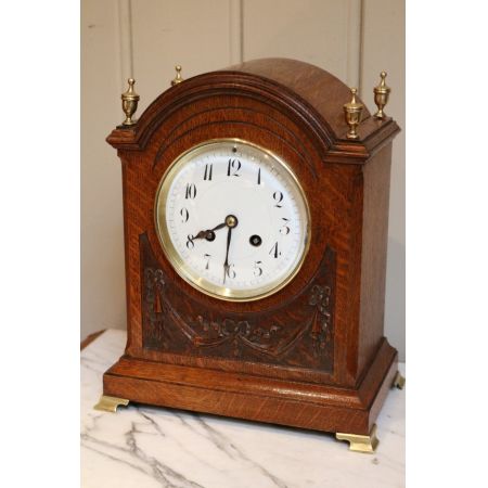 Edwardianische Kaminuhr, Eiche, England&Frankreich 1910