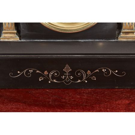 Original Viktorianische Marmor Kaminuhr, Schwarz, 1860
