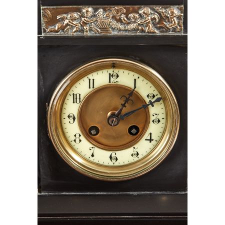 Original Viktorianische Marmor Kaminuhr, Schwarz, 1860