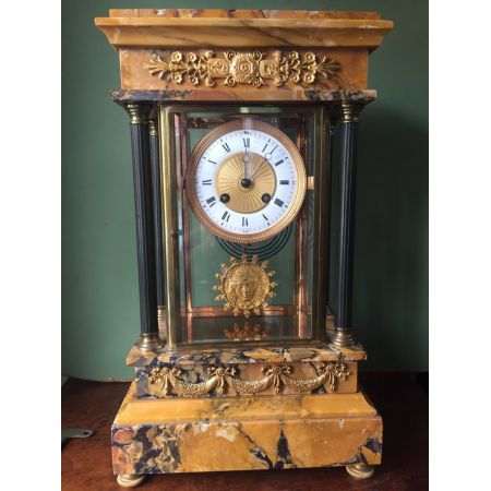 Antike 1900 Französischer Empire Stil Kaminuhr, Marmor