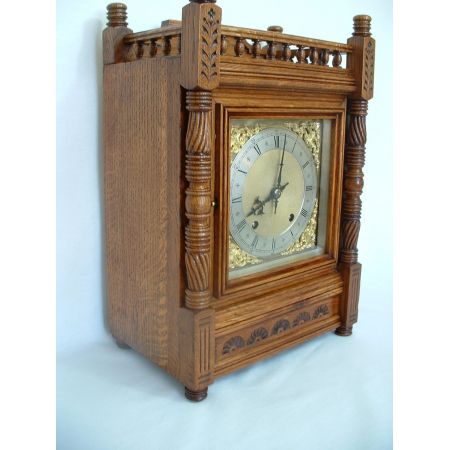 Britische antike W&H Kaminuhr, Eiche, 1890
