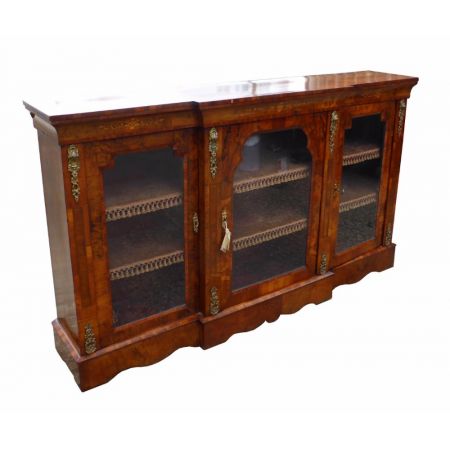 Viktorianischer antiker Breakfront Bücherschrank, Mahagoni, 19. Jahrhundert