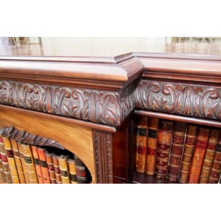 Großer Breakfront Bücherschrank, Mahagoni Massivholz, 19. Jahrhundert