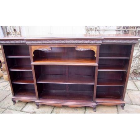 Großer Breakfront Bücherschrank, Mahagoni Massivholz, 19. Jahrhundert